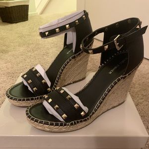 Marc Fisher Black Leather Espadrilles - 10